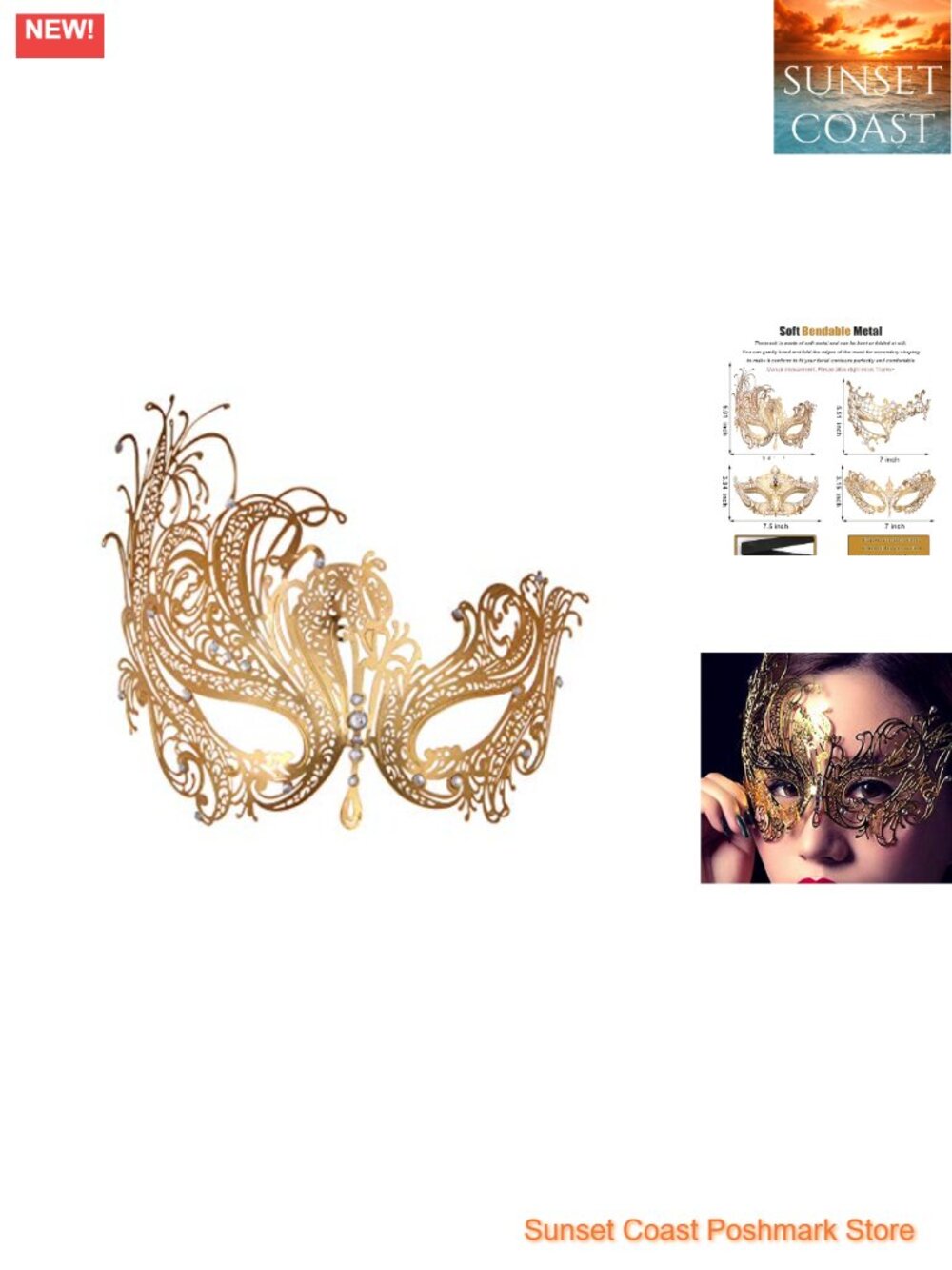 Metal Masquerade Mask Rhinestone Venetian Party Prom Ball Costume Accessory